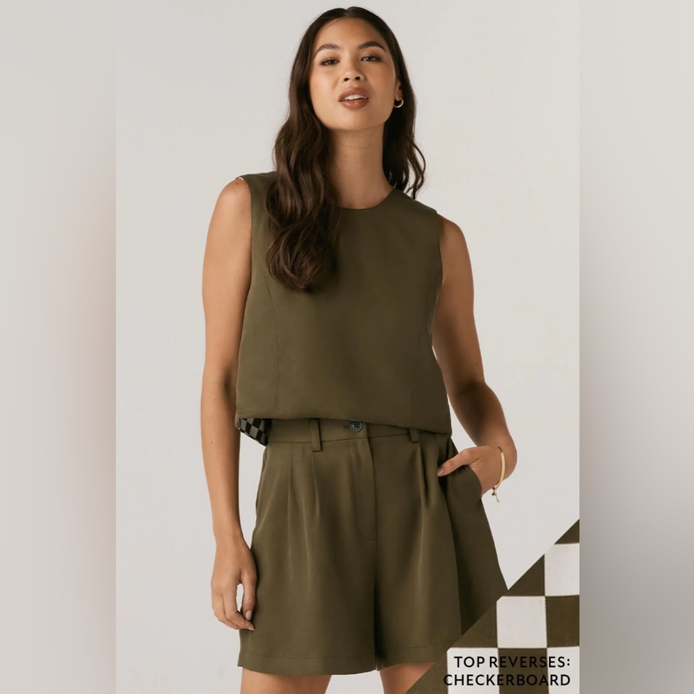 ISO: City Capsule Crop Top & Set Fern Green/Checkerboard in Small